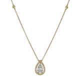 14KT Yellow Gold Pear Shape Diamond Drop Pendant Necklace