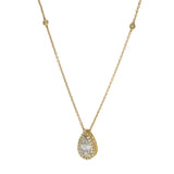 14KT Yellow Gold Pear Shape Diamond Drop Pendant Necklace