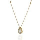 14KT Yellow Gold Pear Shape Diamond Drop Pendant Necklace