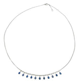 14KT White Gold Sapphire and Diamond Drop Necklace