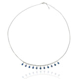 14KT White Gold Sapphire and Diamond Drop Necklace