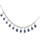 14KT White Gold Sapphire and Diamond Drop Necklace
