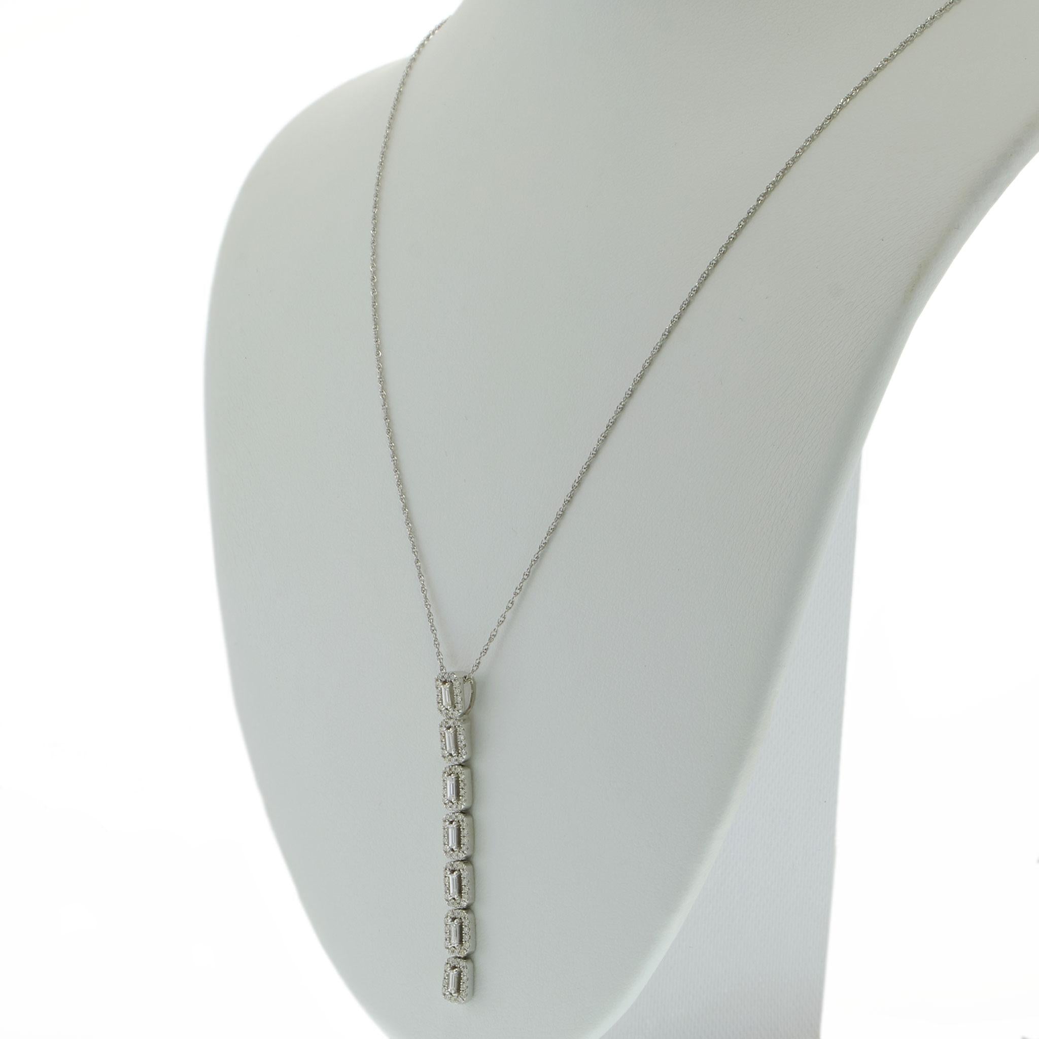 14KT White Gold Diamond Bar Necklace – 0.46CT