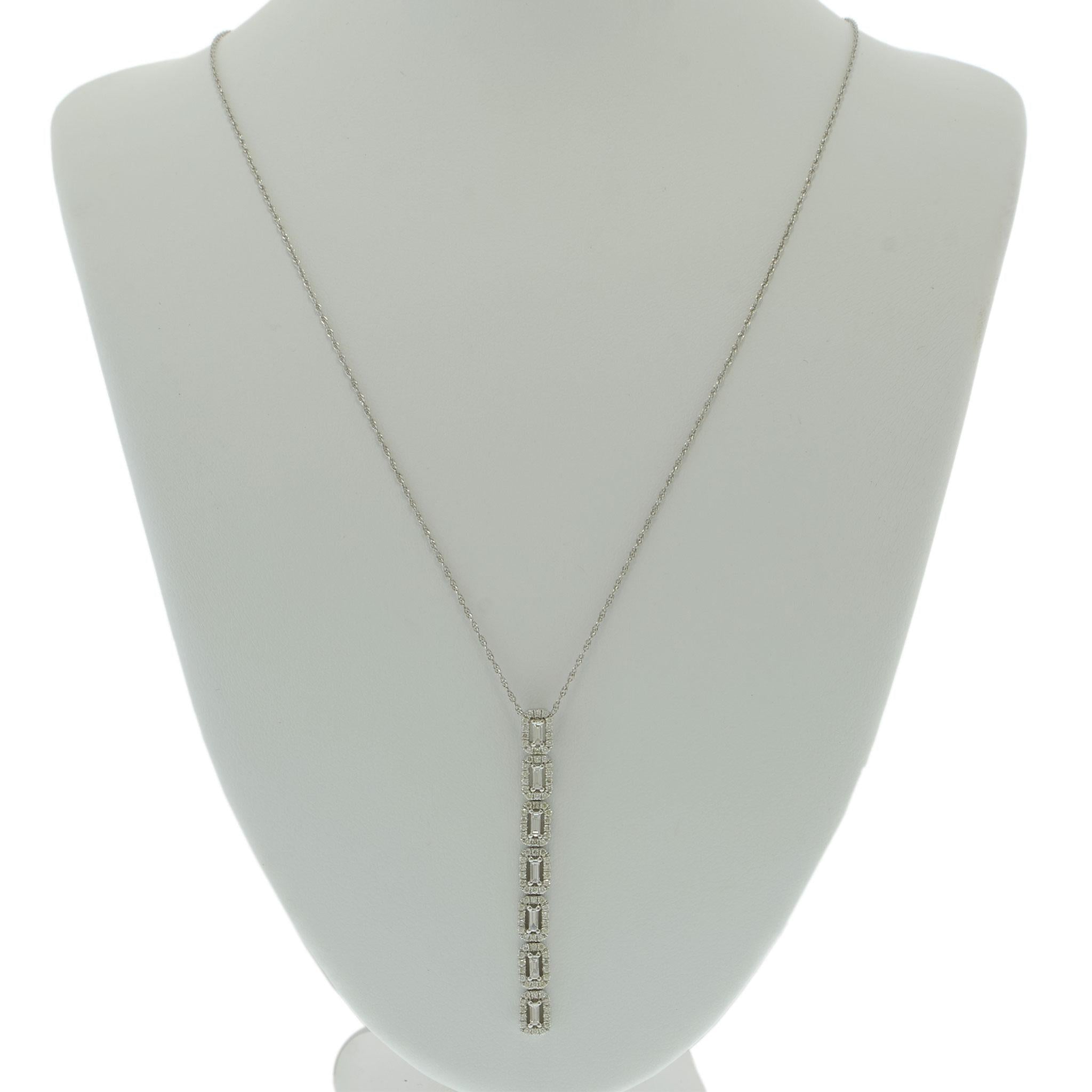 14KT White Gold Diamond Bar Necklace – 0.46CT