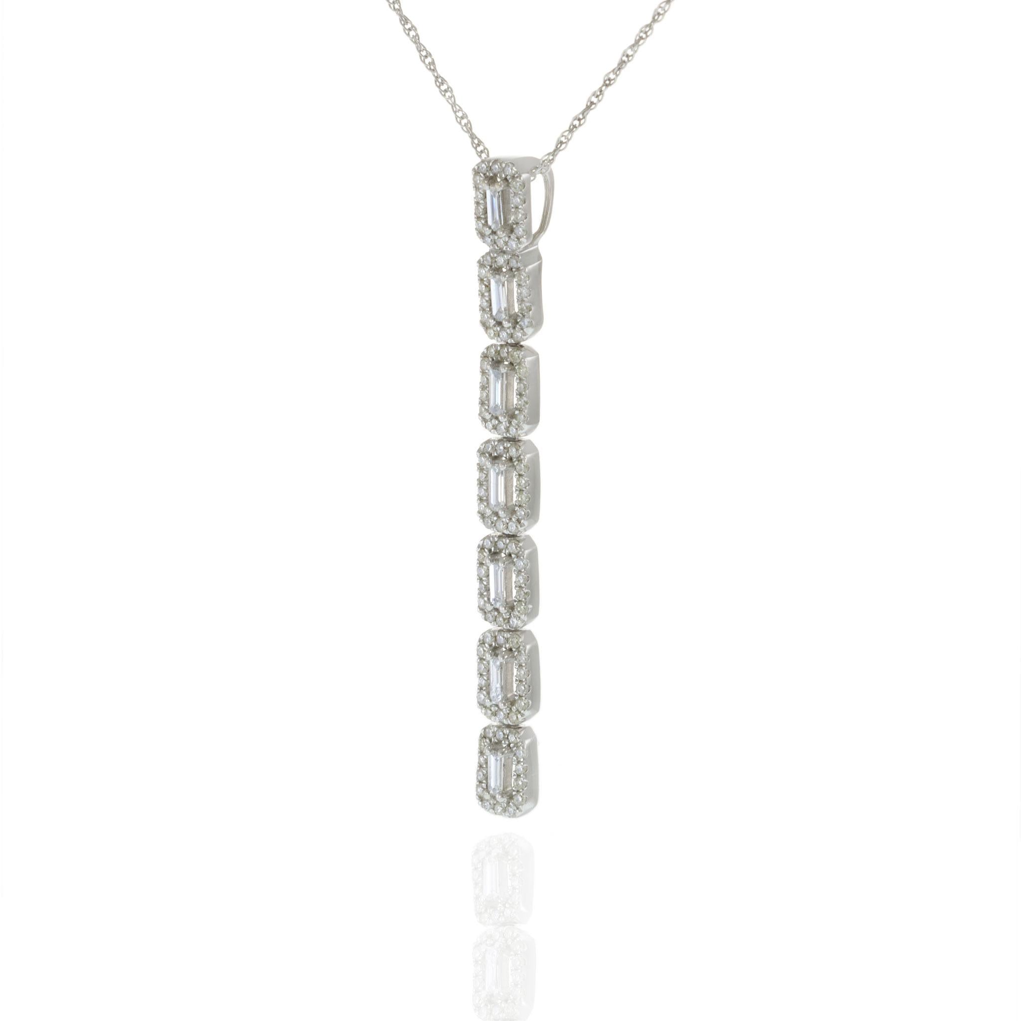14KT White Gold Diamond Bar Necklace – 0.46CT