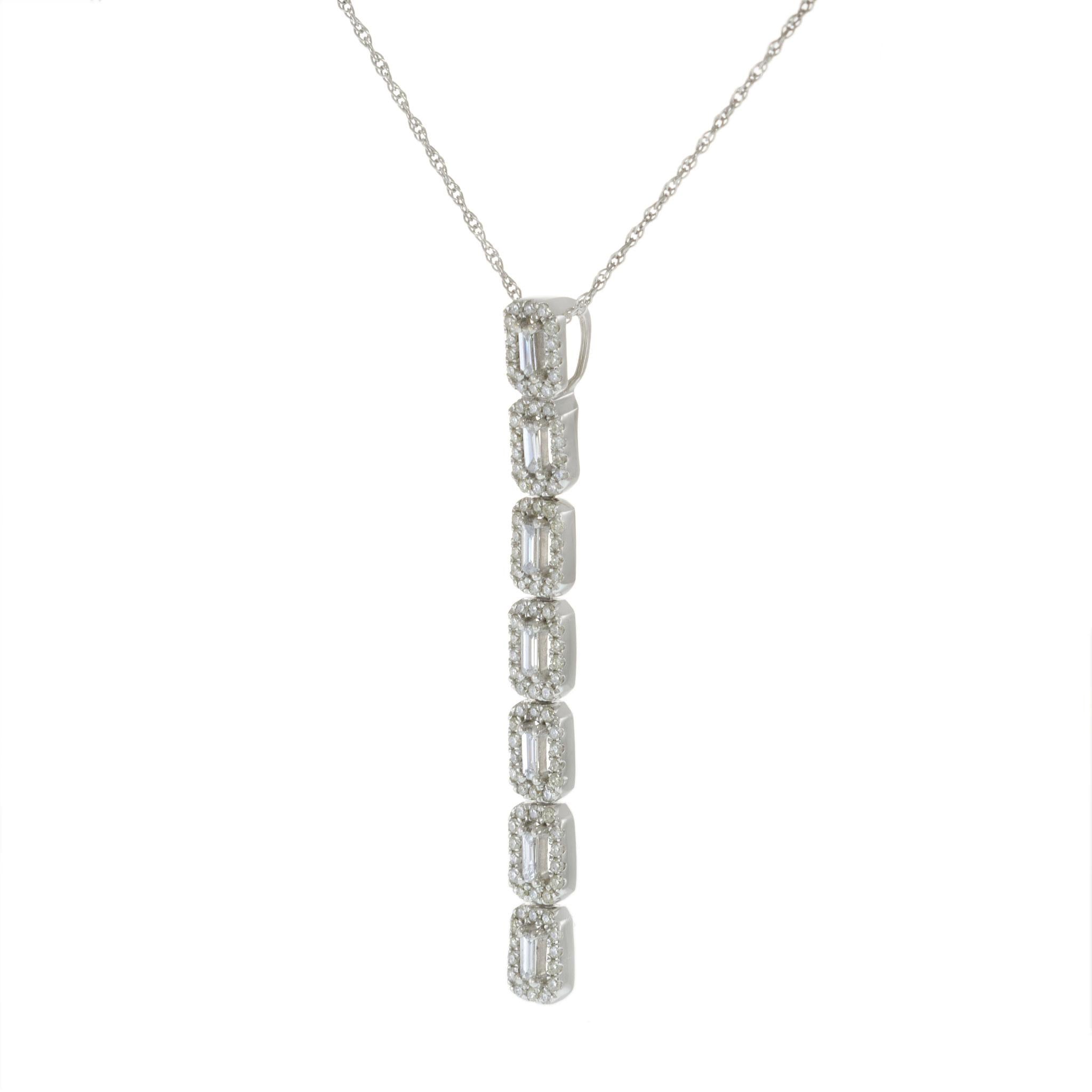 14KT White Gold Diamond Bar Necklace – 0.46CT