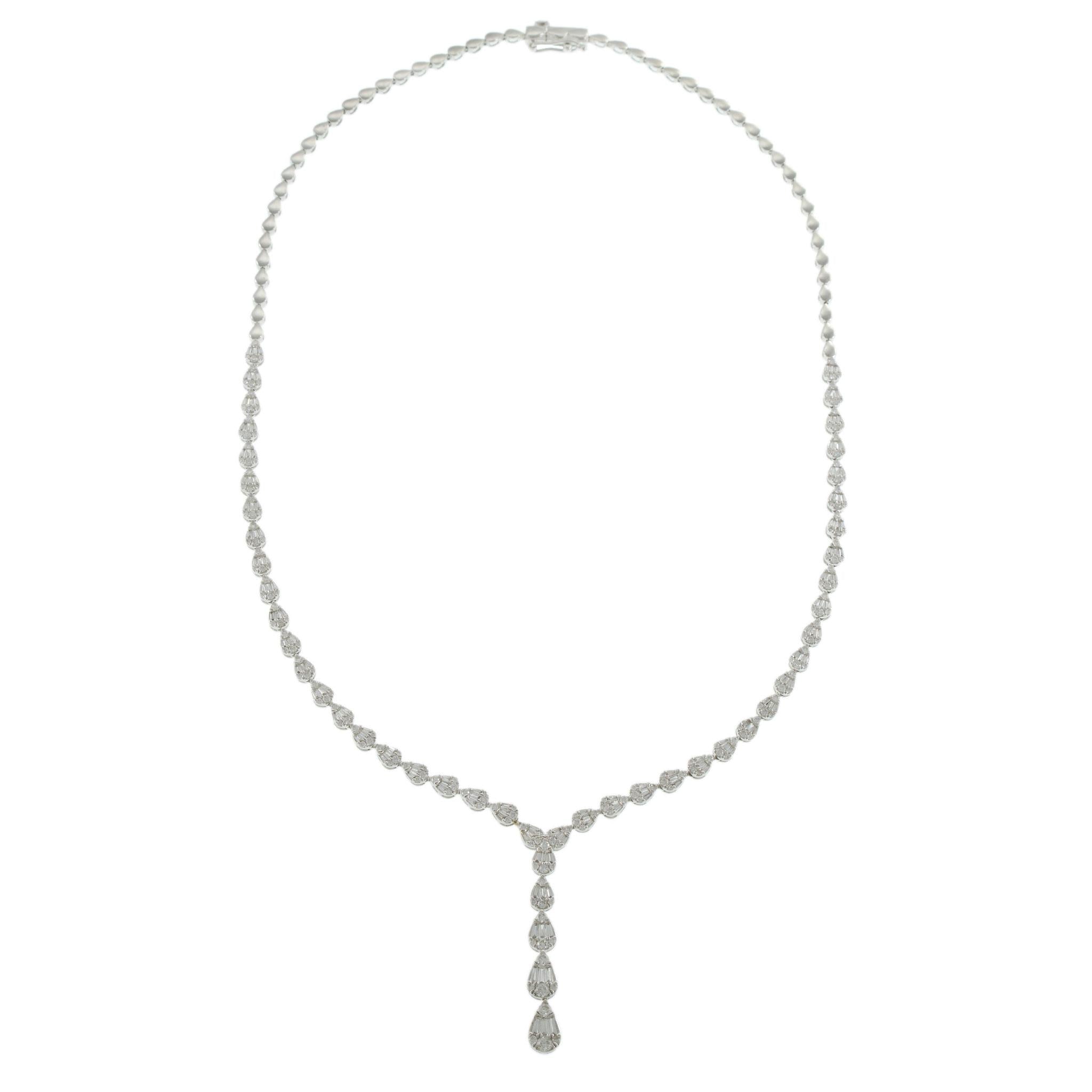 14KT White Gold 2.80CT-TW Diamond Lariat Drop Necklace