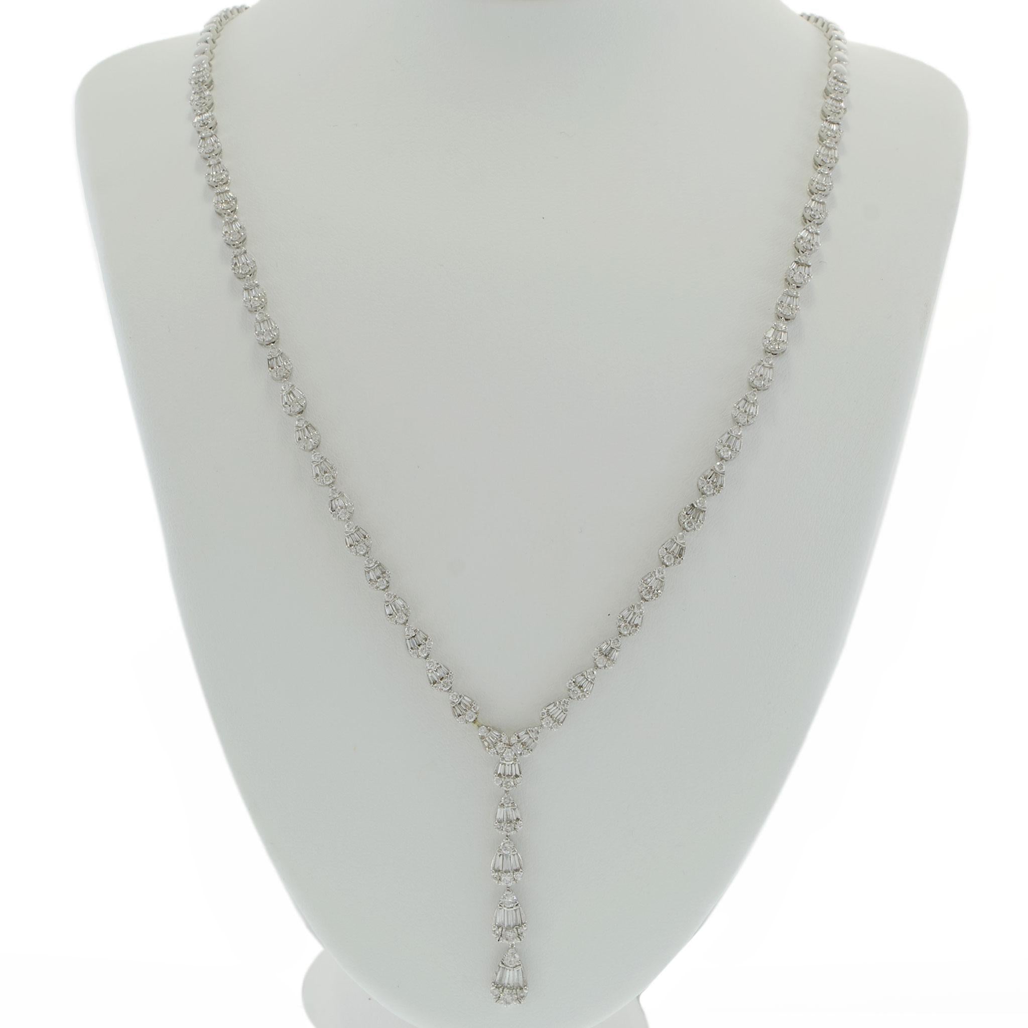 14KT White Gold 2.80CT-TW Diamond Lariat Drop Necklace