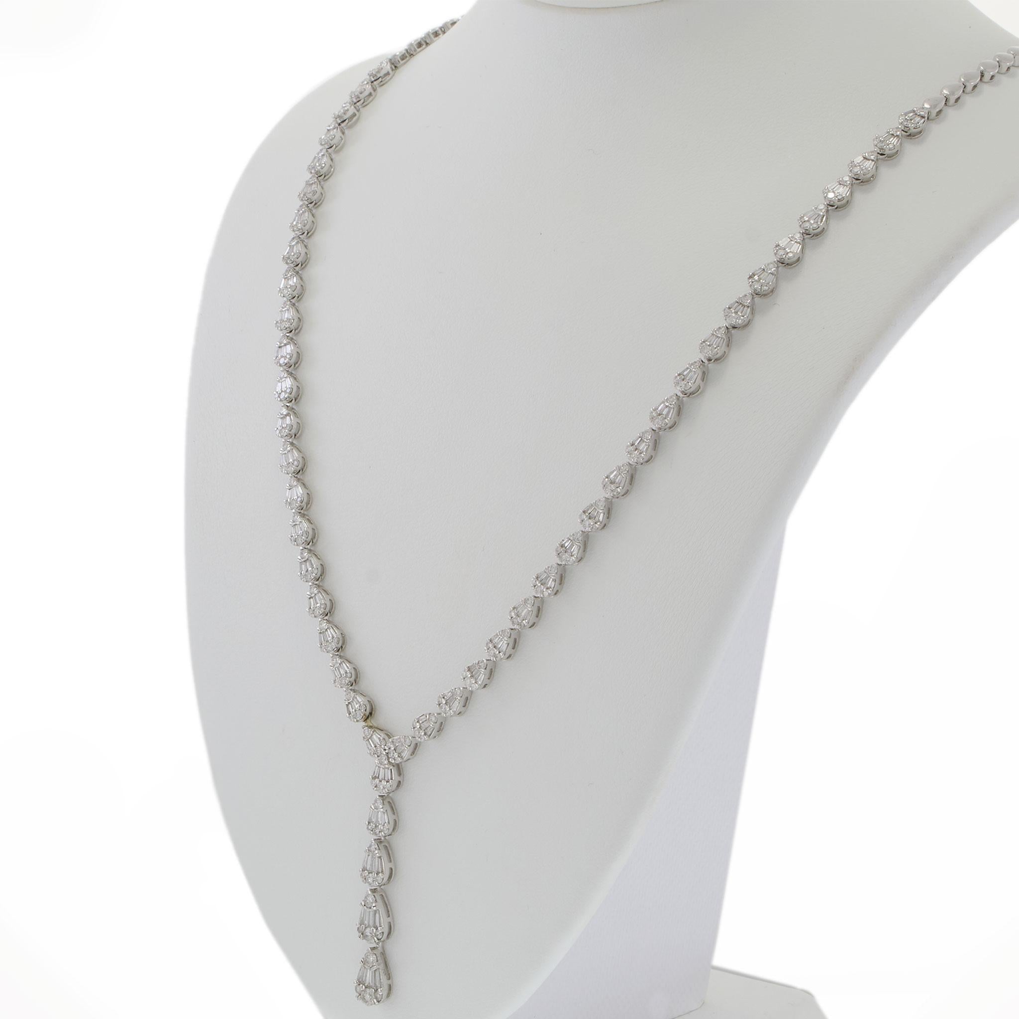 14KT White Gold 2.80CT-TW Diamond Lariat Drop Necklace
