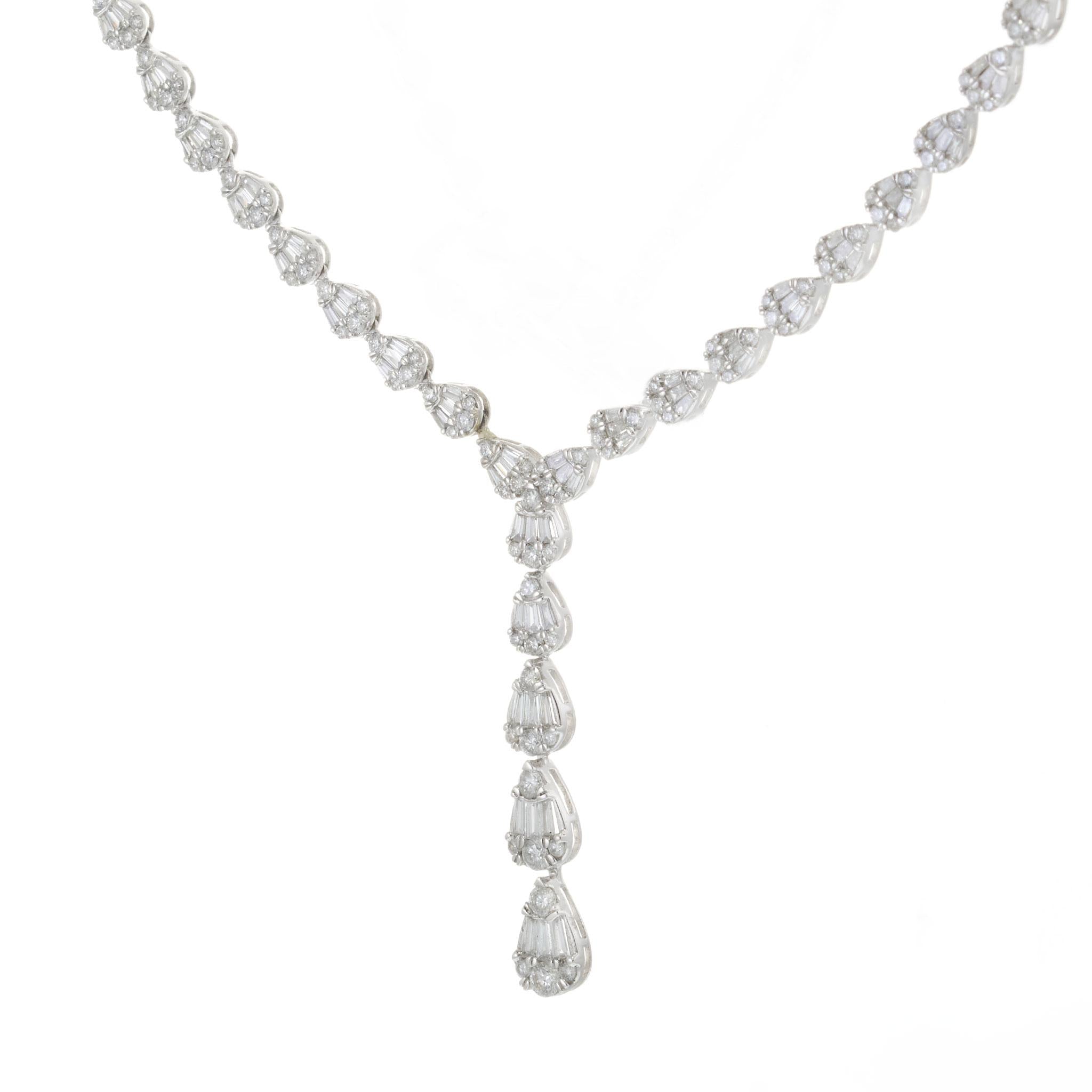 14KT White Gold 2.80CT-TW Diamond Lariat Drop Necklace