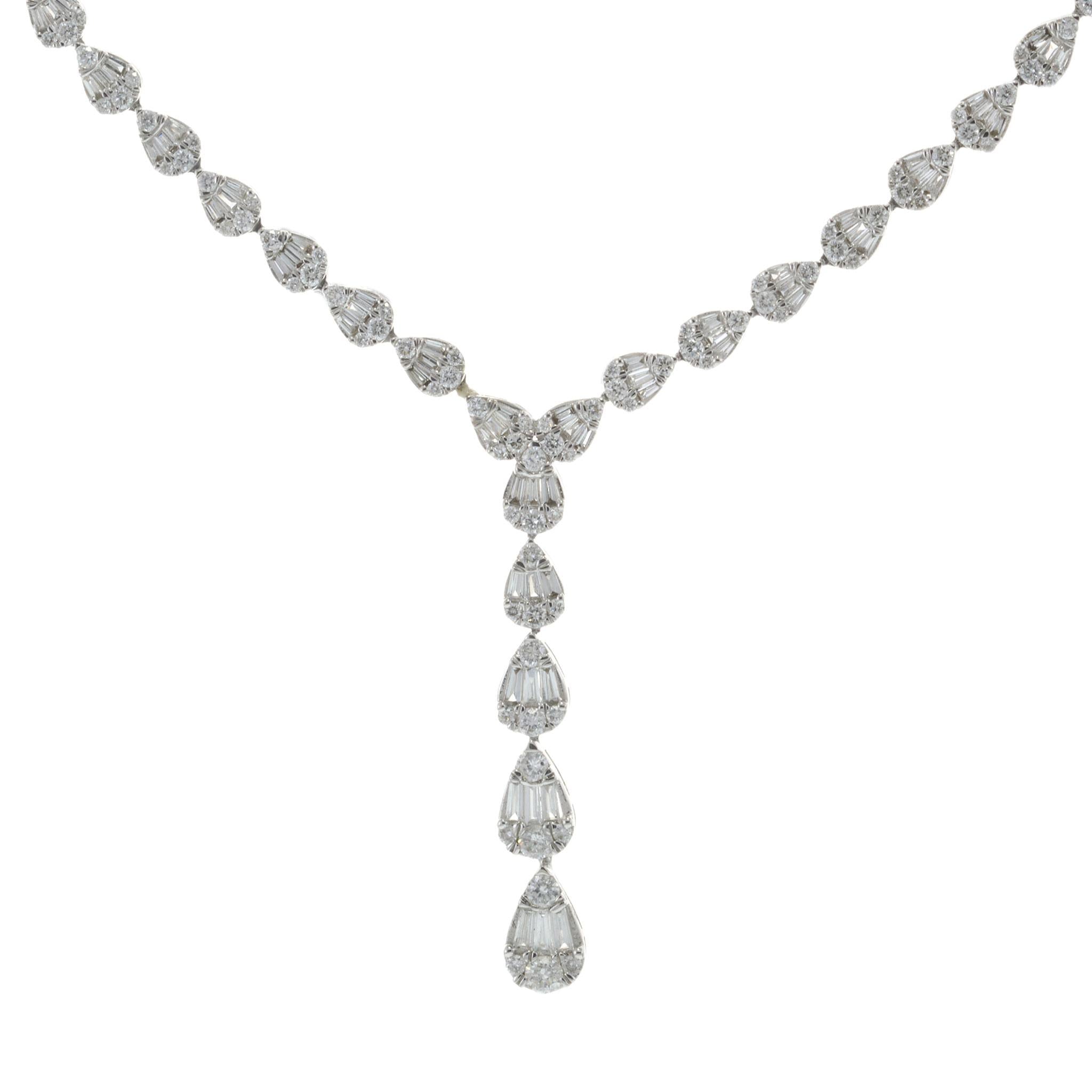 14KT White Gold 2.80CT-TW Diamond Lariat Drop Necklace
