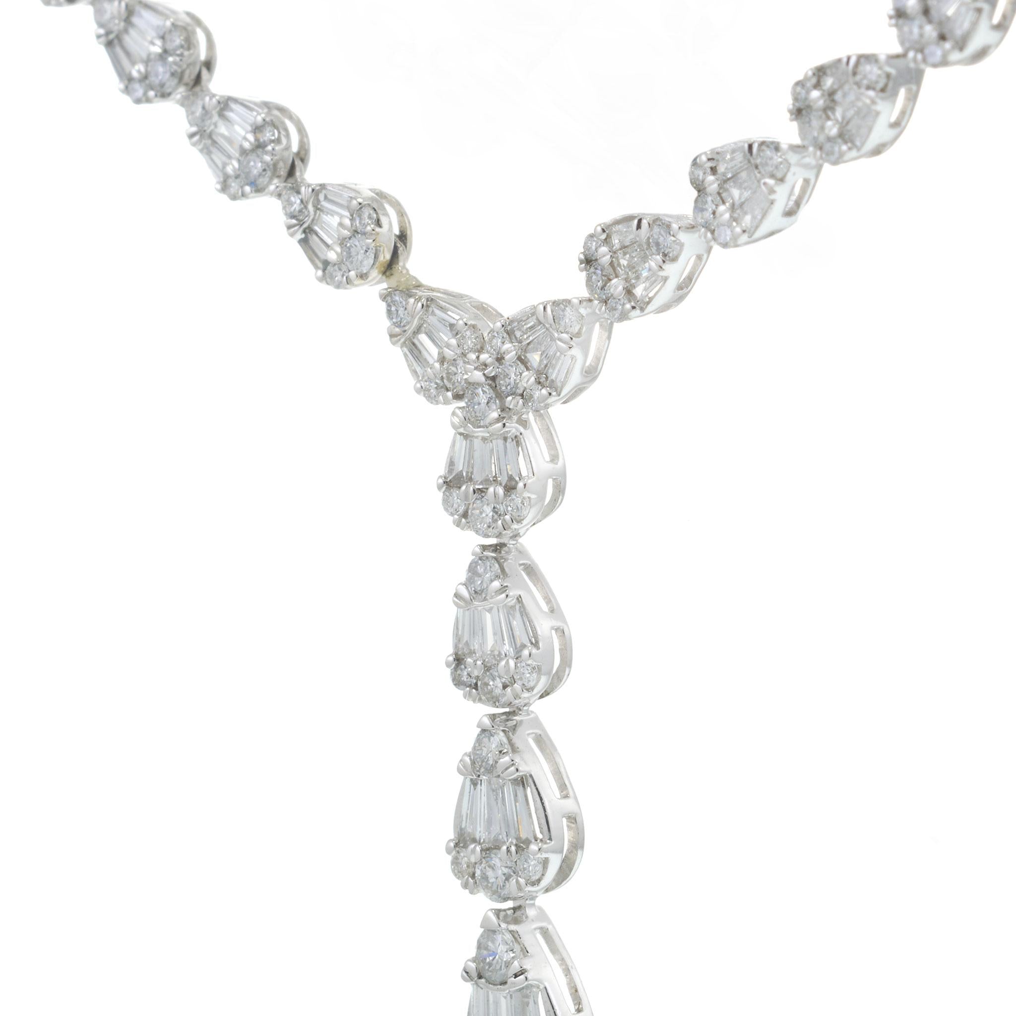 14KT White Gold 2.80CT-TW Diamond Lariat Drop Necklace