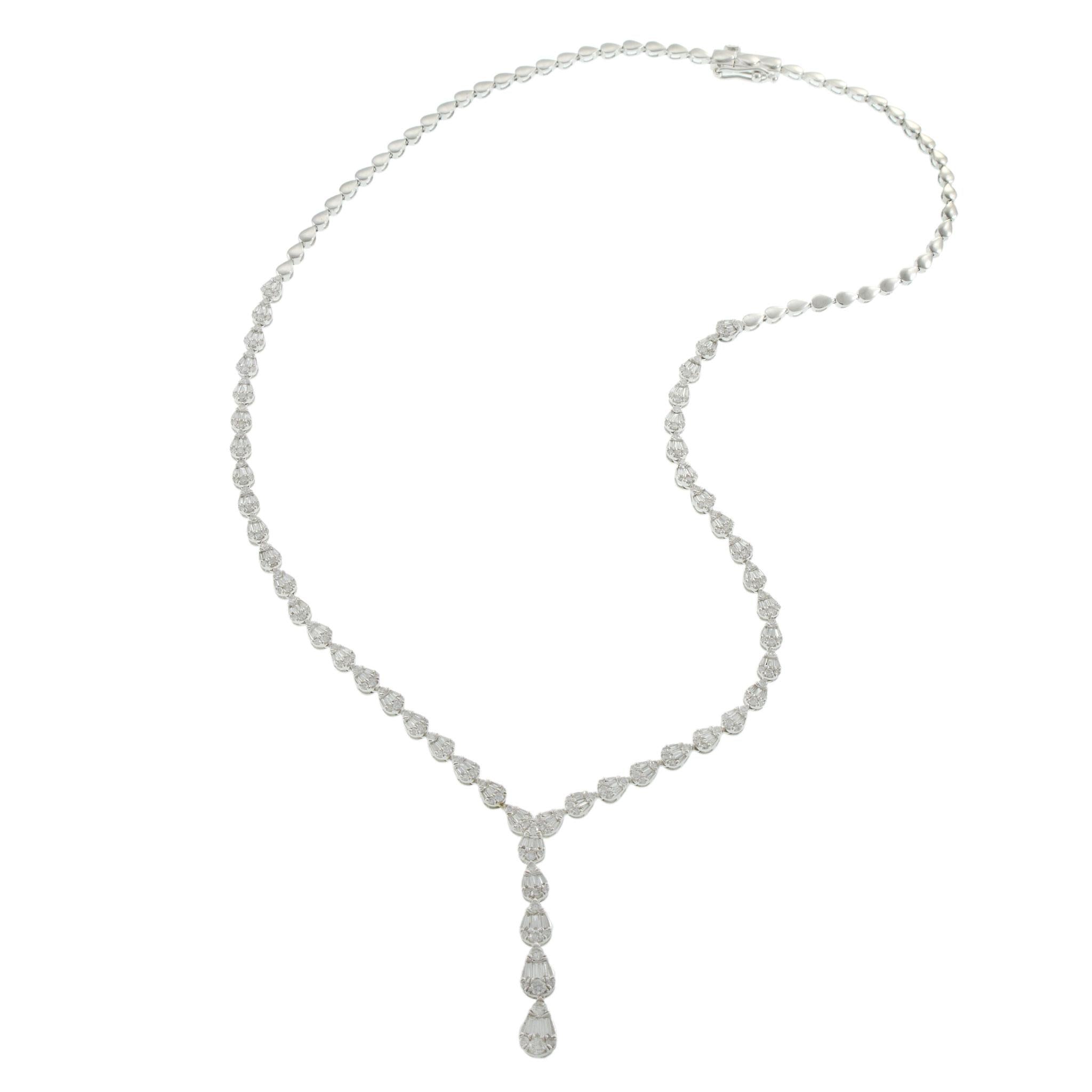 14KT White Gold 2.80CT-TW Diamond Lariat Drop Necklace