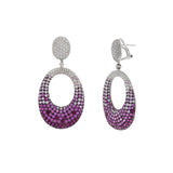 18KT White Gold Ombre Rubellite And Diamond Drop Earrings