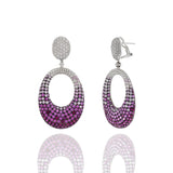 18KT White Gold Ombre Rubellite And Diamond Drop Earrings