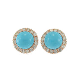 Vintage Turquoise and Diamond Earrings with 14KT Rose Gold