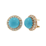 Vintage Turquoise and Diamond Earrings with 14KT Rose Gold
