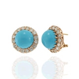 Vintage Turquoise and Diamond Earrings with 14KT Rose Gold