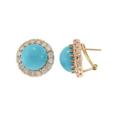 Vintage Turquoise and Diamond Earrings with 14KT Rose Gold