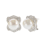 18KT White Gold South Sea Pearl and Diamond Earrings