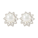 18KT White Gold South Sea Pearl and Diamond Earrings