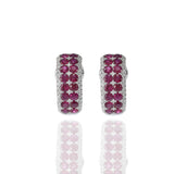 18KT White Gold Ruby And Diamond Huggie Earrings