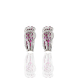 18KT White Gold Ruby And Diamond Huggie Earrings