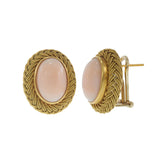 18KT Yellow Gold Estate Angel Skin Coral Clip Earrings