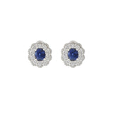 18KT White Gold Blue Sapphire And Diamond Earrings