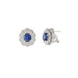 18KT White Gold Blue Sapphire And Diamond Earrings