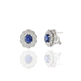 18KT White Gold Blue Sapphire And Diamond Earrings