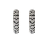 18KT White Gold and Diamond Zebra Pattern Wide Hoop Earrings