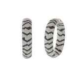 18KT White Gold and Diamond Zebra Pattern Wide Hoop Earrings