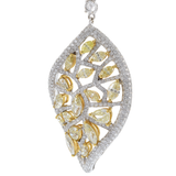 Diamond Leaf Earrings With Fancy Yellow Diamonds