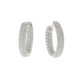 18KT White Gold In-and-Out Pavé Diamond Hoop Earrings