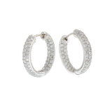 18KT White Gold In-and-Out Pavé Diamond Hoop Earrings