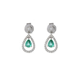 18KT White Gold Emerald And Diamond Drop Earrings