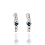 18KT White Gold Blue Sapphire And Diamond Huggie Earrings