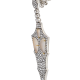 18KT White Gold Elongated Triangular Drop Earrings with Round Cut Diamonds