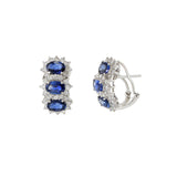 18KT White Gold Ceylon Blue Sapphire And Diamond Huggie Earrings