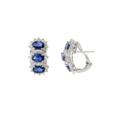 18KT White Gold Ceylon Blue Sapphire And Diamond Huggie Earrings