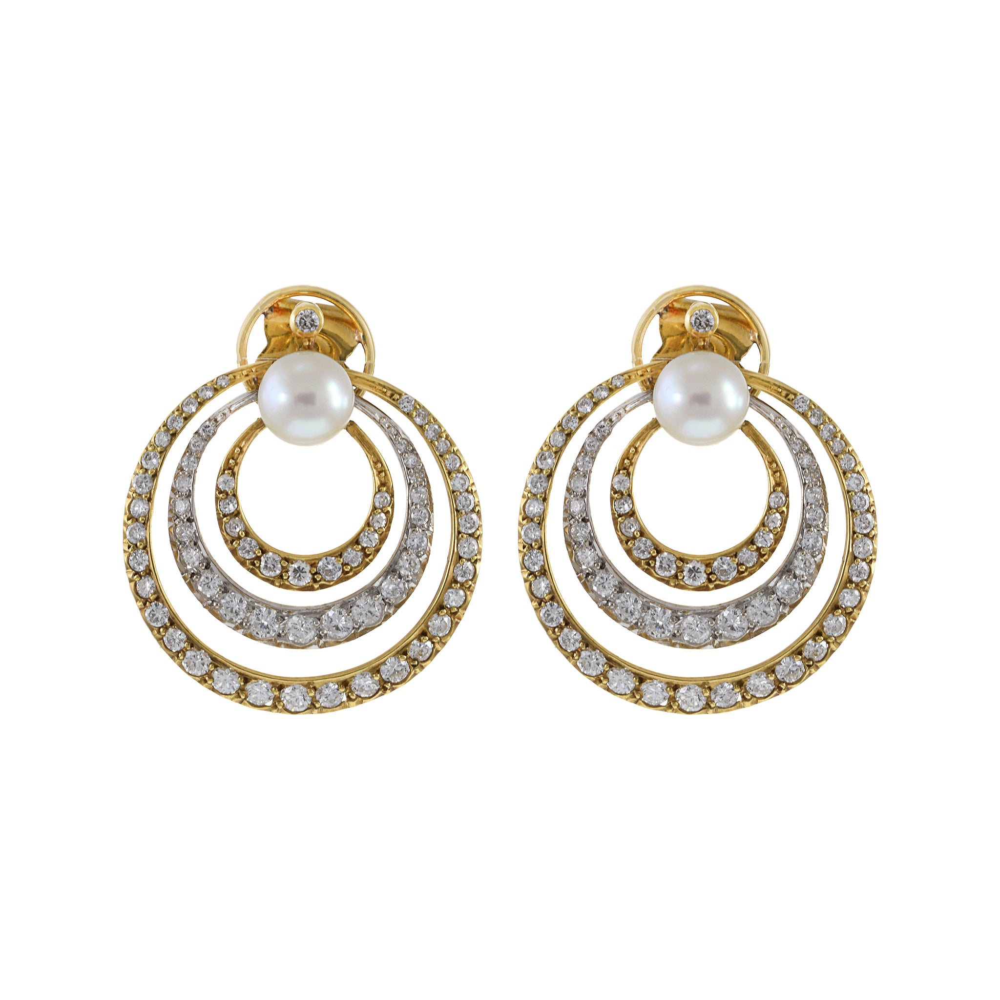 Estate Diamond And Pearl Earrings