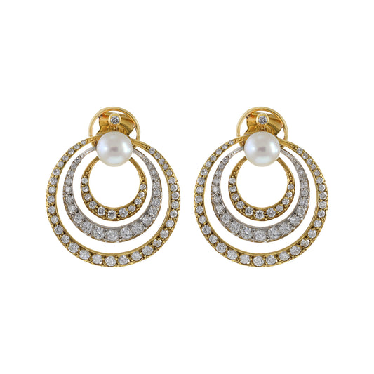 Estate Diamond And Pearl Earrings