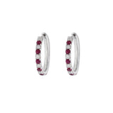 18KT White Gold Ruby And Diamond Hoop Earrings