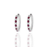 18KT White Gold Ruby And Diamond Hoop Earrings