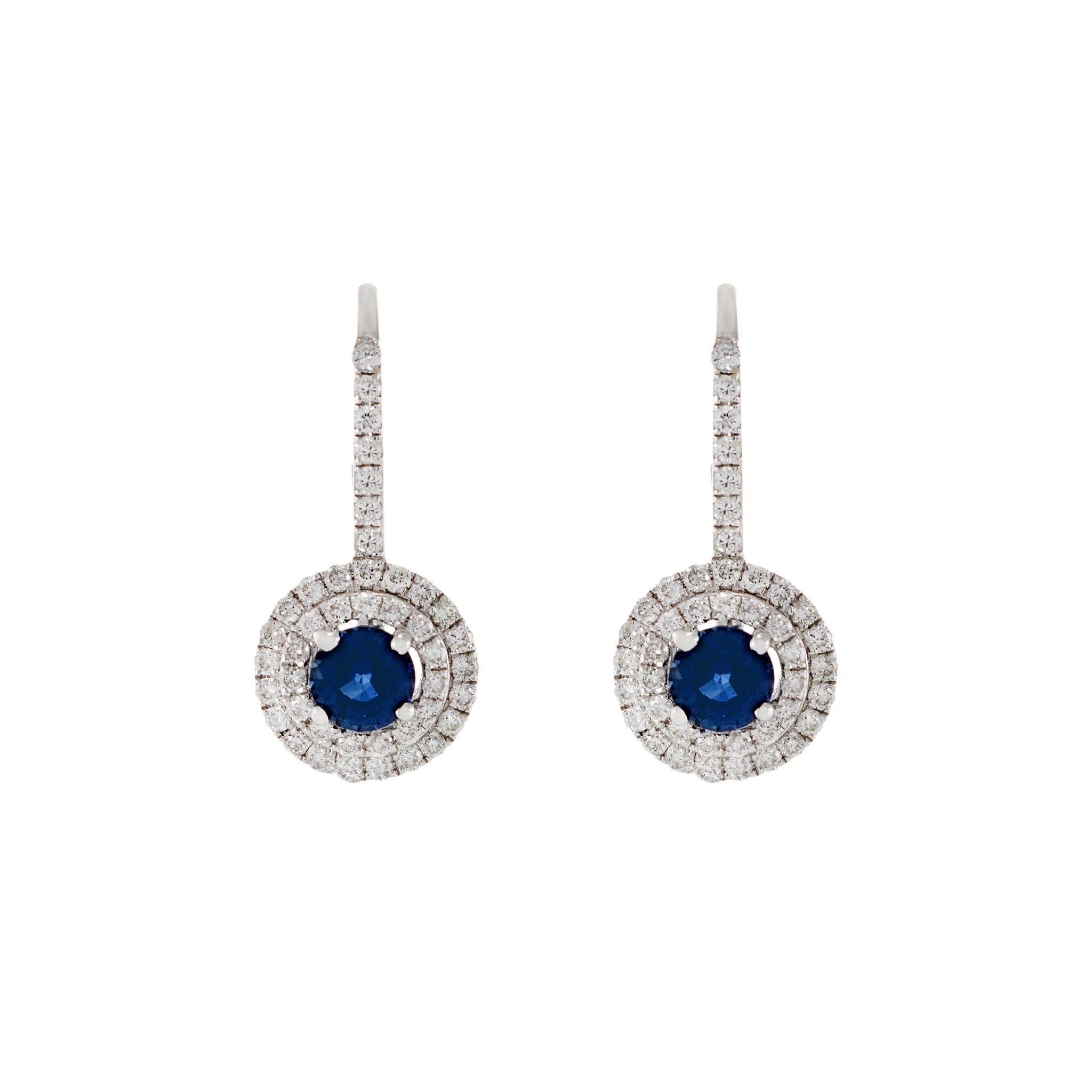 18KT White Gold Sapphire And Diamond Drop Earrings