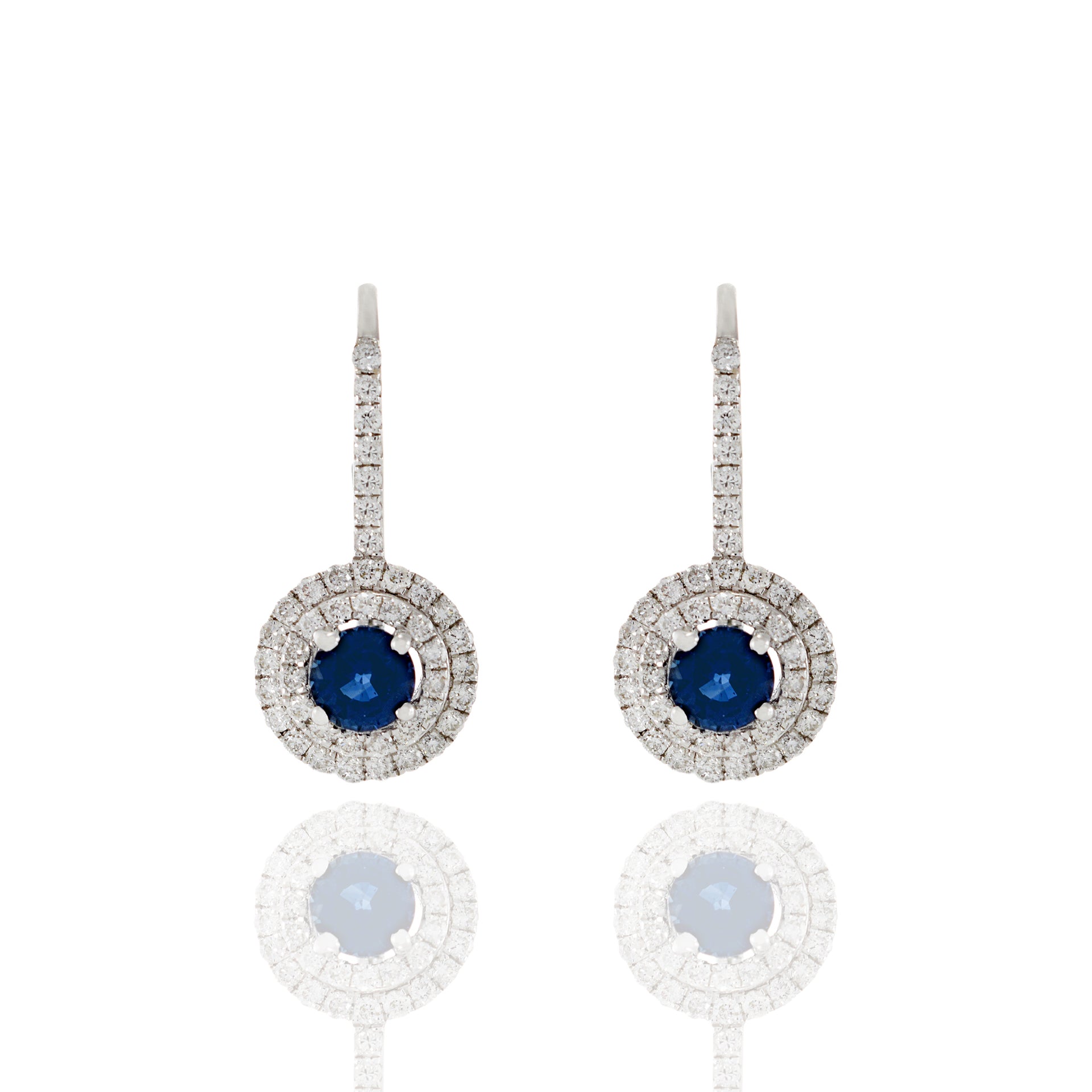 18KT White Gold Sapphire And Diamond Drop Earrings