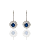 18KT White Gold Sapphire And Diamond Drop Earrings