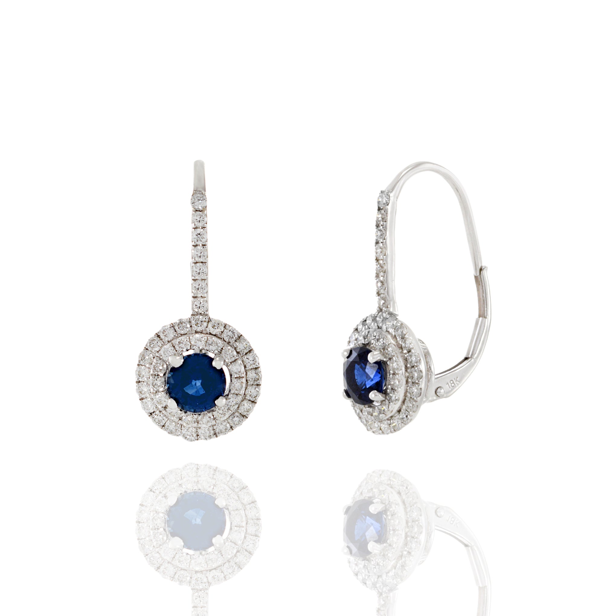 18KT White Gold Sapphire And Diamond Drop Earrings