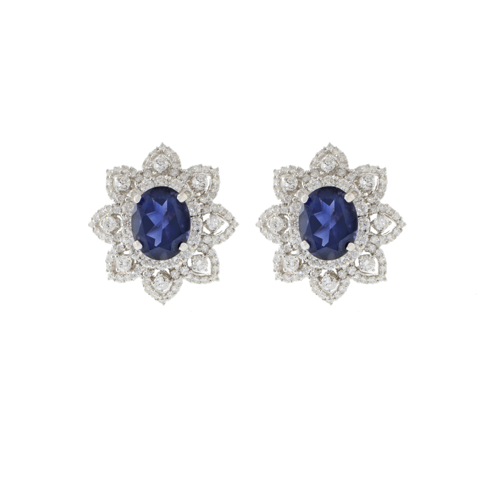 18KT White Gold Iolite And Diamond Earrings